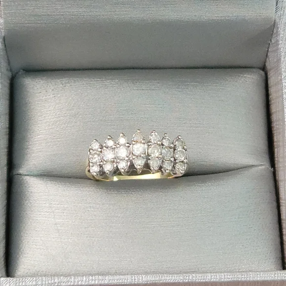 1 CTW 10k YG and WG Tiered Diamond 3 rows - Picture 8 of 15